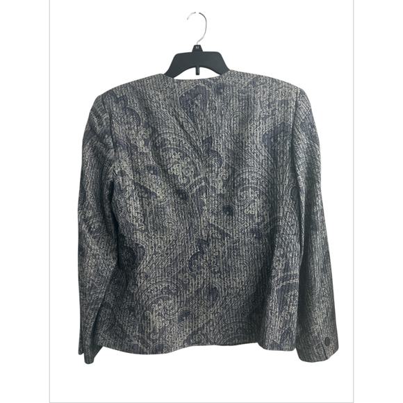 Vintage Jones New York Women’s Gray Paisley Print Buttoned Blazer Jacket Size 14 - Picture 4 of 11